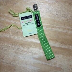 Bella Tunno Green Polka Dot Pacifier Clip